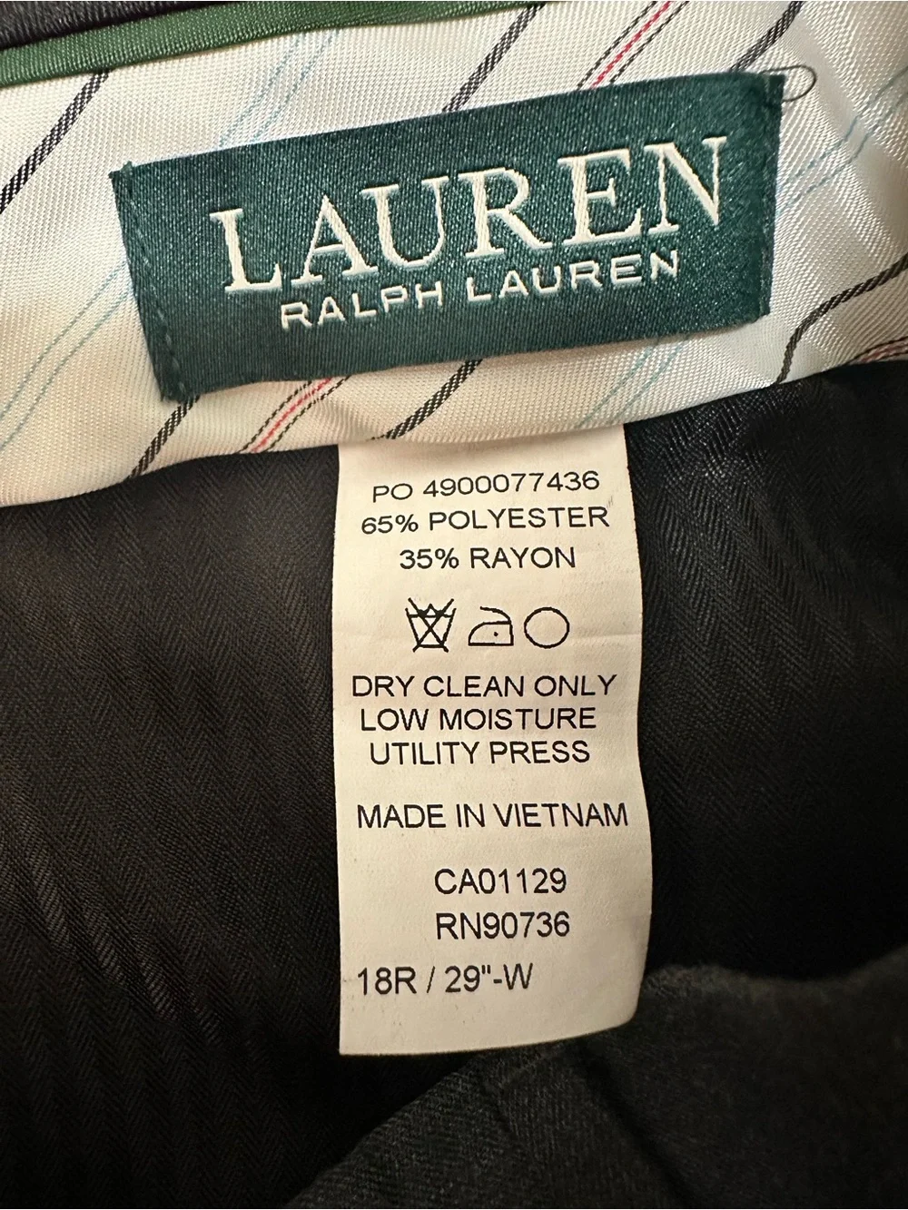 Lauren Ralph Lauren Boy's Charcoal Dress Trousers size 18 Teen Tween Formal